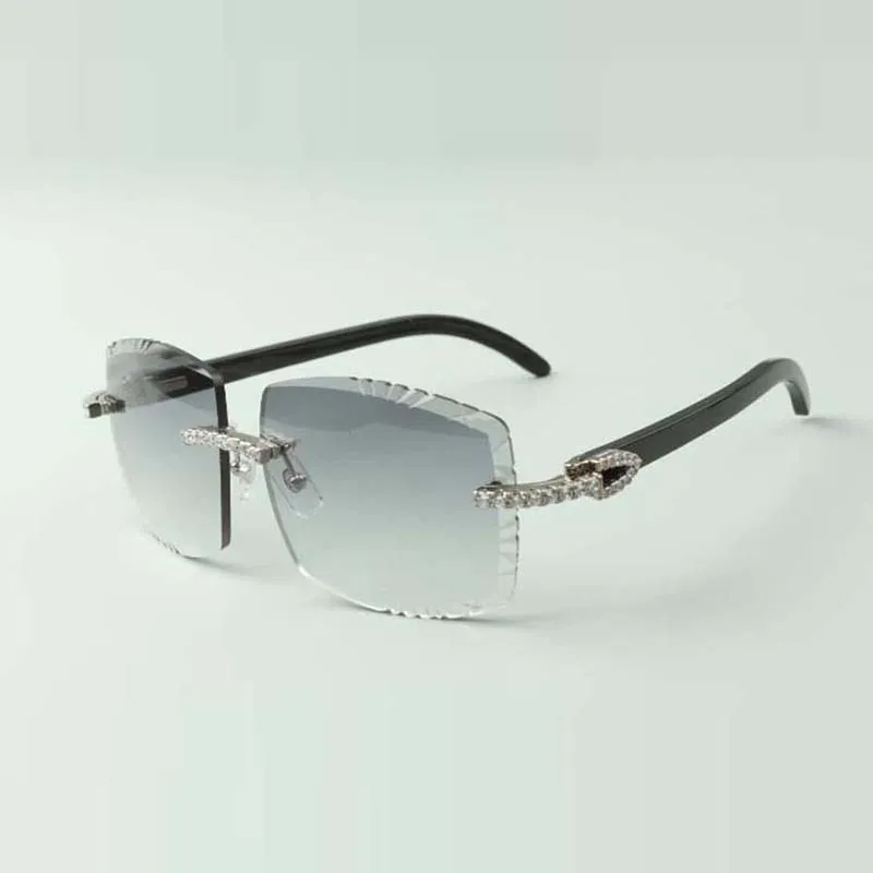 Designer-Sonnenbrille „Endless Diamonds“ 3524022, Brille aus natürlichem schwarzem Büffelhorn mit Schneidlinse, Größe: 58–18–140 mm