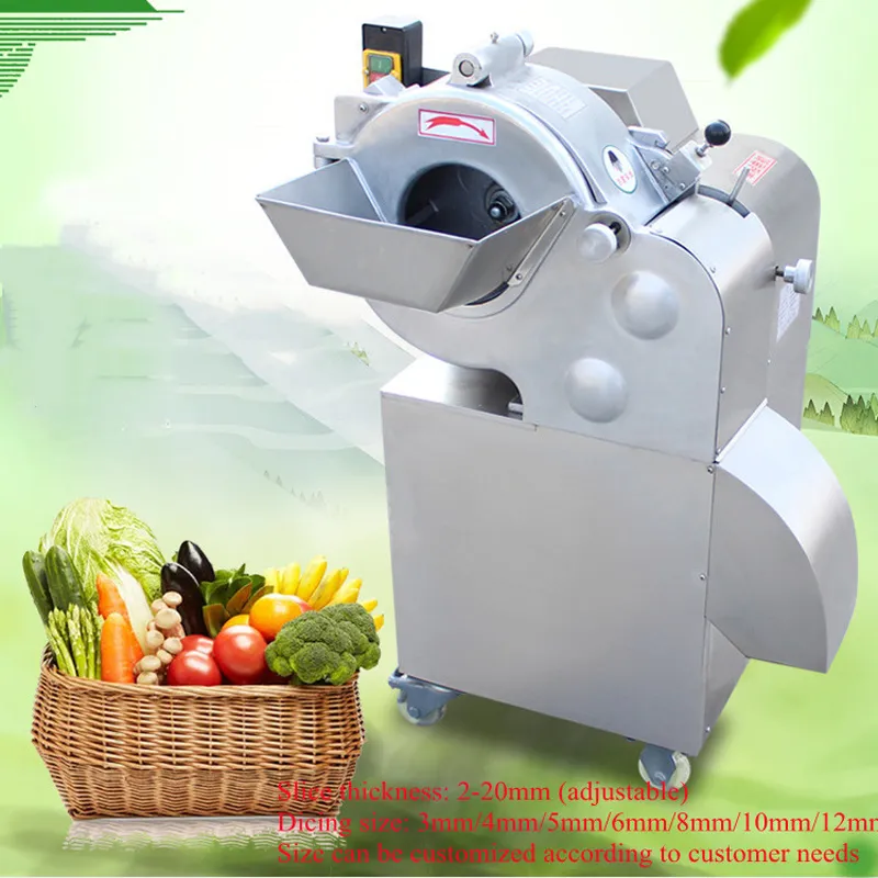 Machine de découpe de légumes commerciale pour pomme de terre carotte oignon tomate chou chili dicer granulateur de légumes 3mm 4mm 5mm