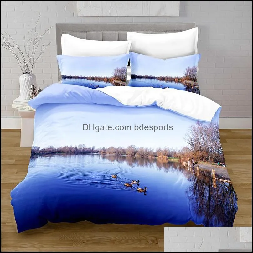 Bedding Sets Lake View Printing Duvet Cover With Pillowcase EU/Australia/U.S. Bedroom Decoration Set King Bed