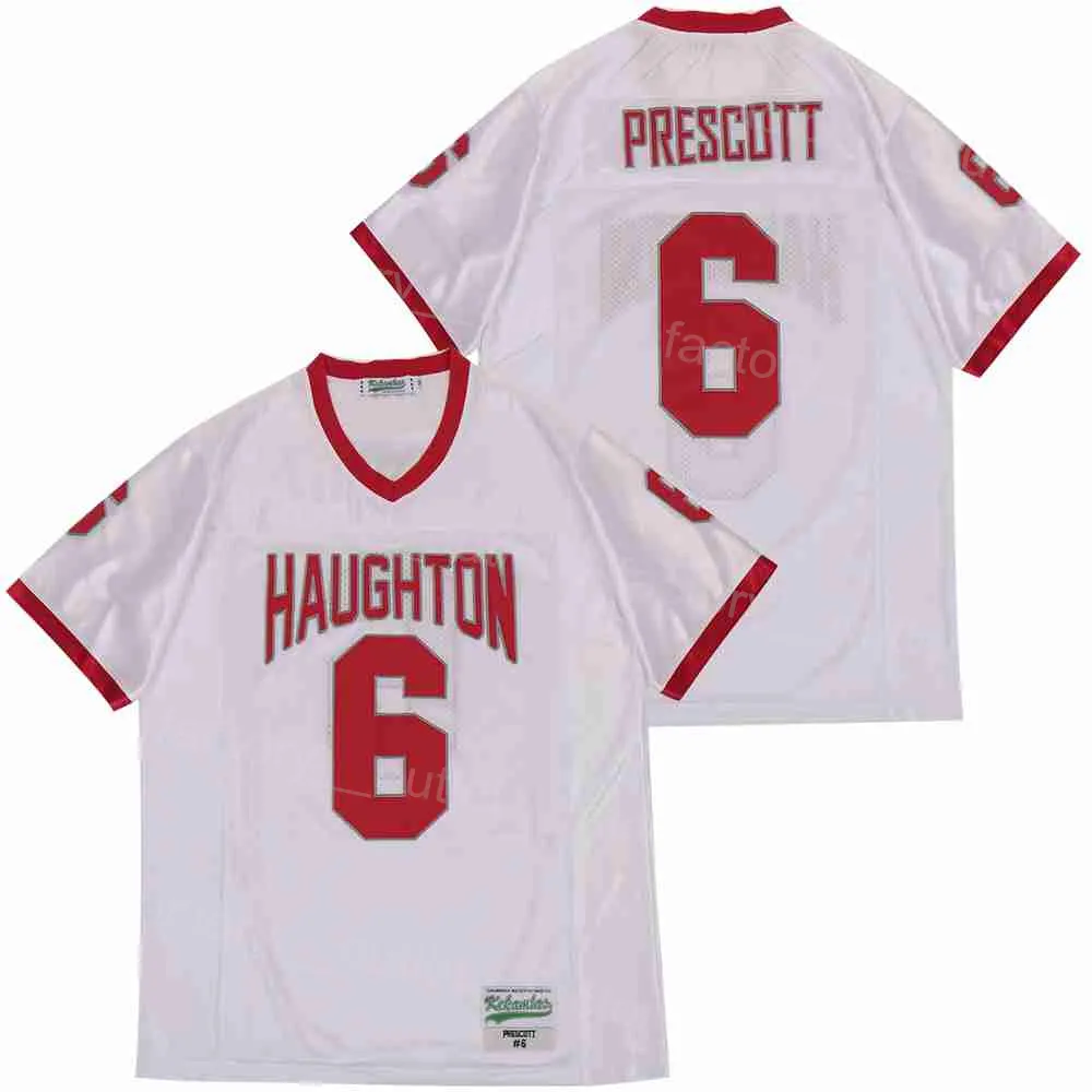 Movie High School Haughton Football 6 Dak Prescott Jersey Men Team Color White Hip Hop For Sport Fans Embroidery Breathable College HipHop University Pure Cotton