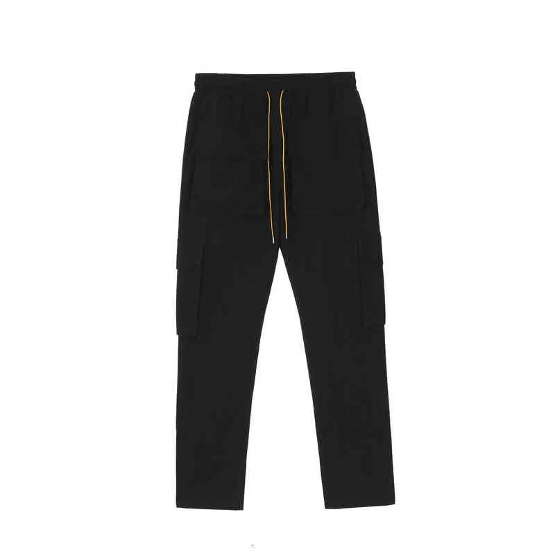 Herfst Ruise Losse Rechte Casual Multi Pocket Button Tooling High Street Drawstring Pants