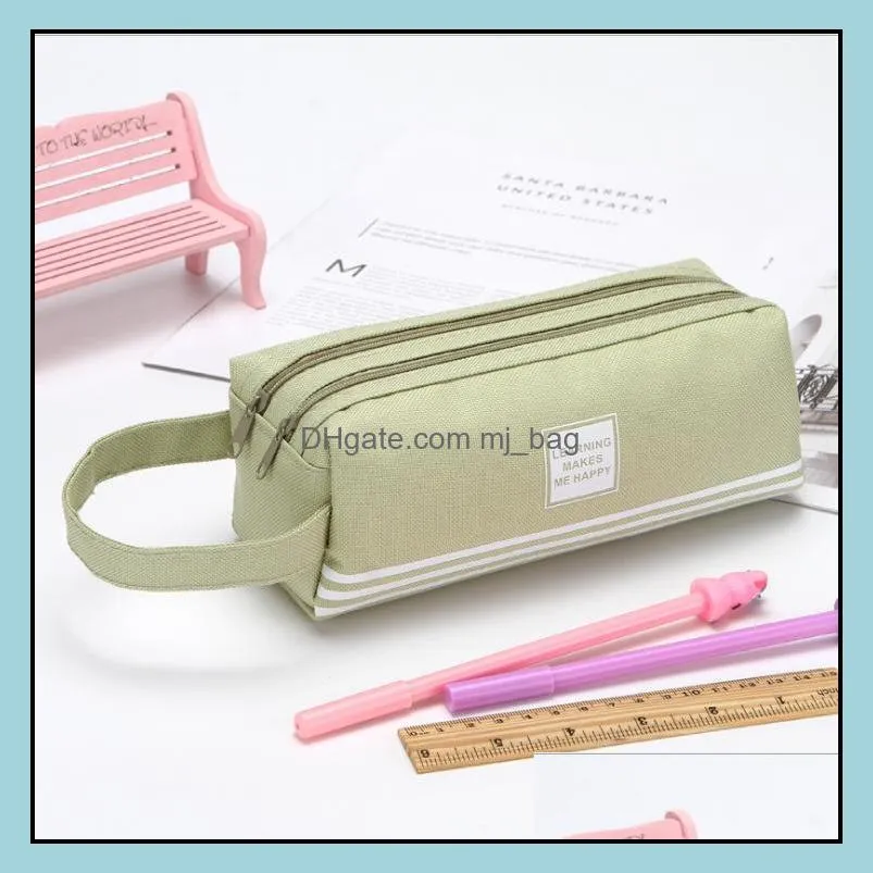 portable double layer pencil case with big capacity stationery organizer storage pencil pouch pae11245