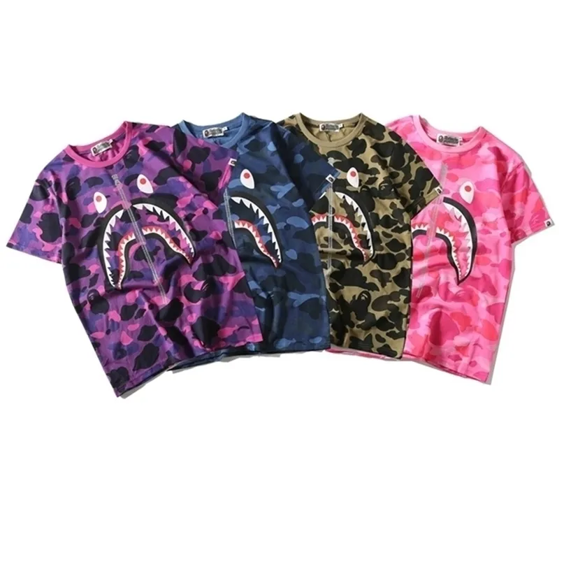 Hommes Fishion Tête Faux Fermeture Éclair Imprimer Et Femmes Couple Camouflage T-shirt À Manches Courtes T-shirt D'été Garçons t-shirt D220615