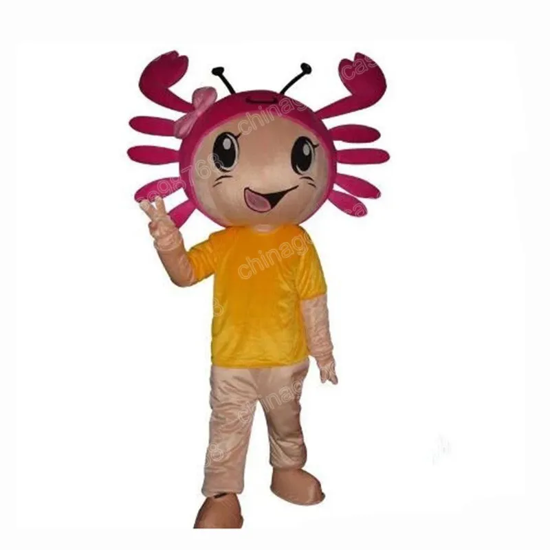 Leistung Rosa Krabbe Maskottchen Kostüm Halloween Weihnachten Fancy Party Kleid Cartoon Charakter Outfit Anzug Karneval Unisex Erwachsene Outfit