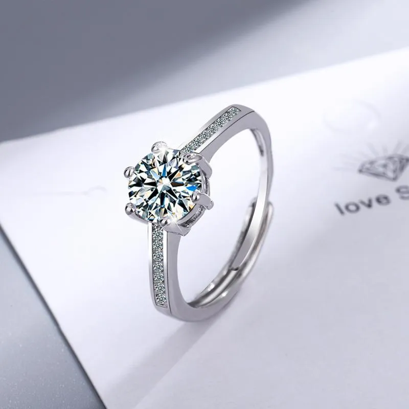 Cluster Ringen Leuke/Romantische 925 Zilveren Sterling Diamanten Ring Voor Vrouwen Anillos De Prong Setting Sieraden Edelsteen Anels FemalesCluster