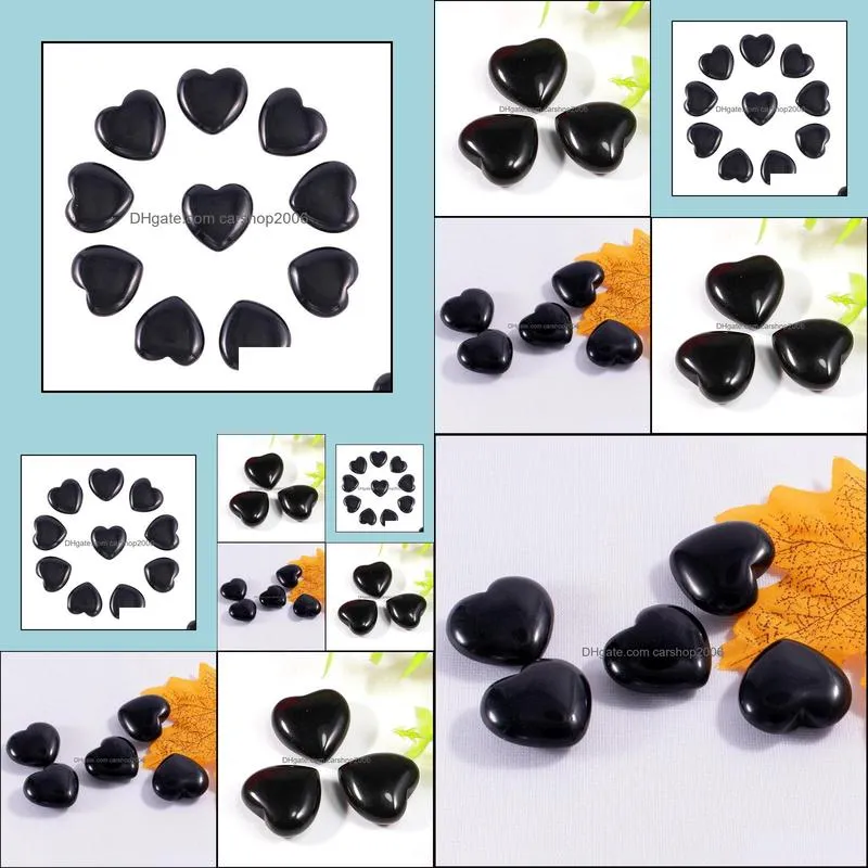 Natural stone 25mm Non-Porous heart Black Onyx Chakra Healing Stone Guides Meditation ornaments jewelry accessory