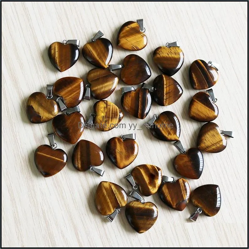 natural stone 50pcs tiger eye necklace supplies crystal heart pendant diy charms for jewelry making women