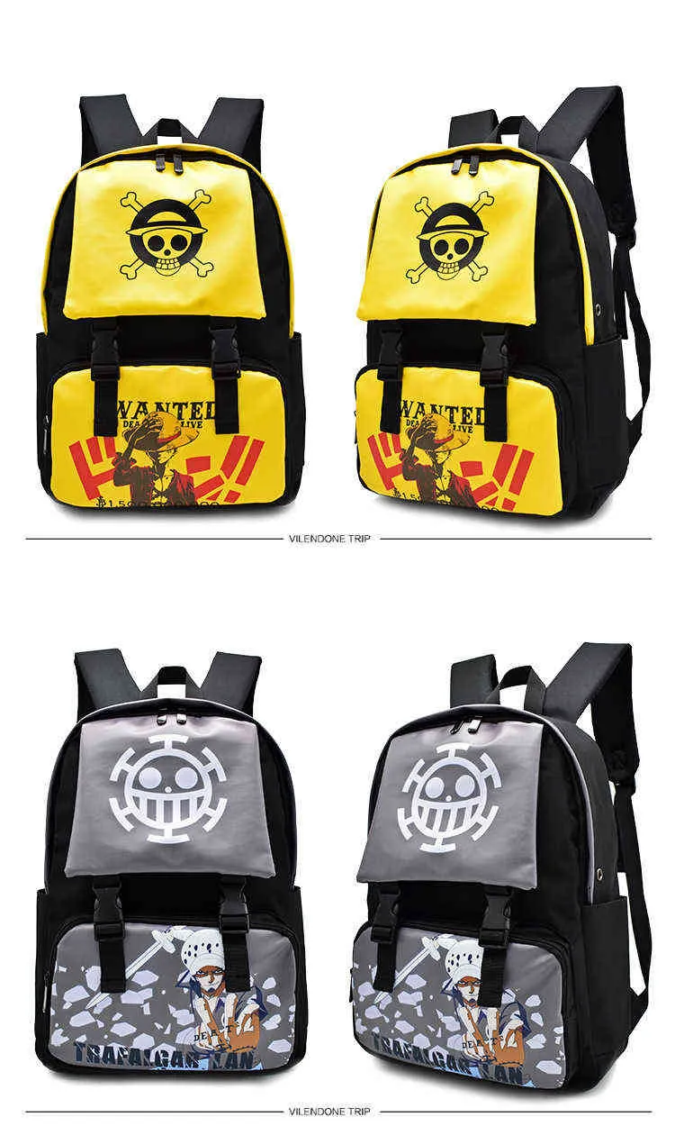One Piece Anime Jon Hart Backpack Travel Bagpack Luffy Cosplay Eren Cartoon Canvas Schoolbag For