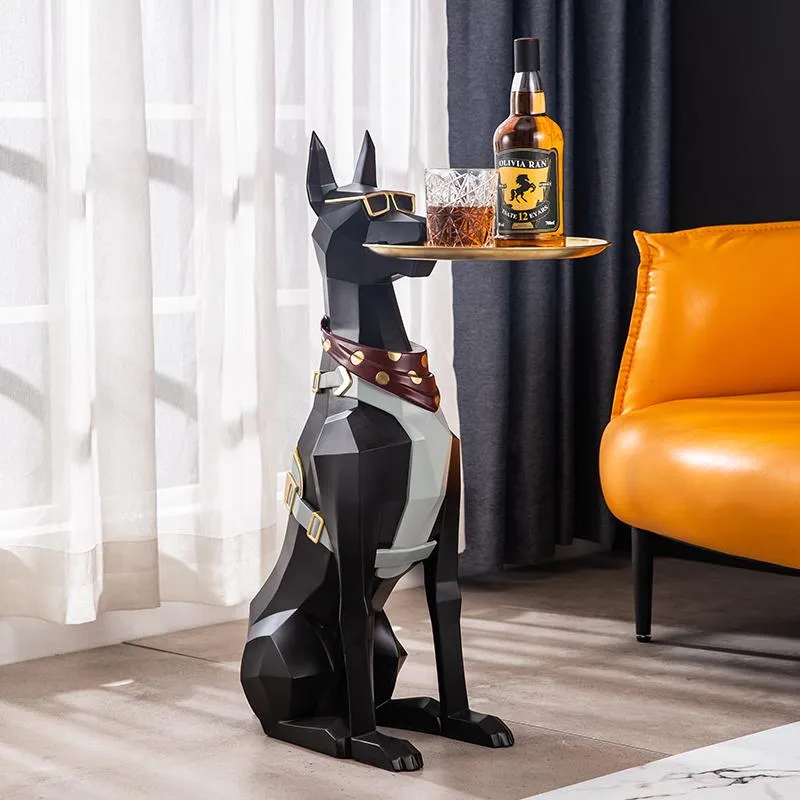 Obiekty dekoracyjne Figurki Nordic Animal Duży Lądowanie Pies Statua Rzeźba Wystrój Domu Dekoracji Salon Room Dekoracja Organizacja Prezent