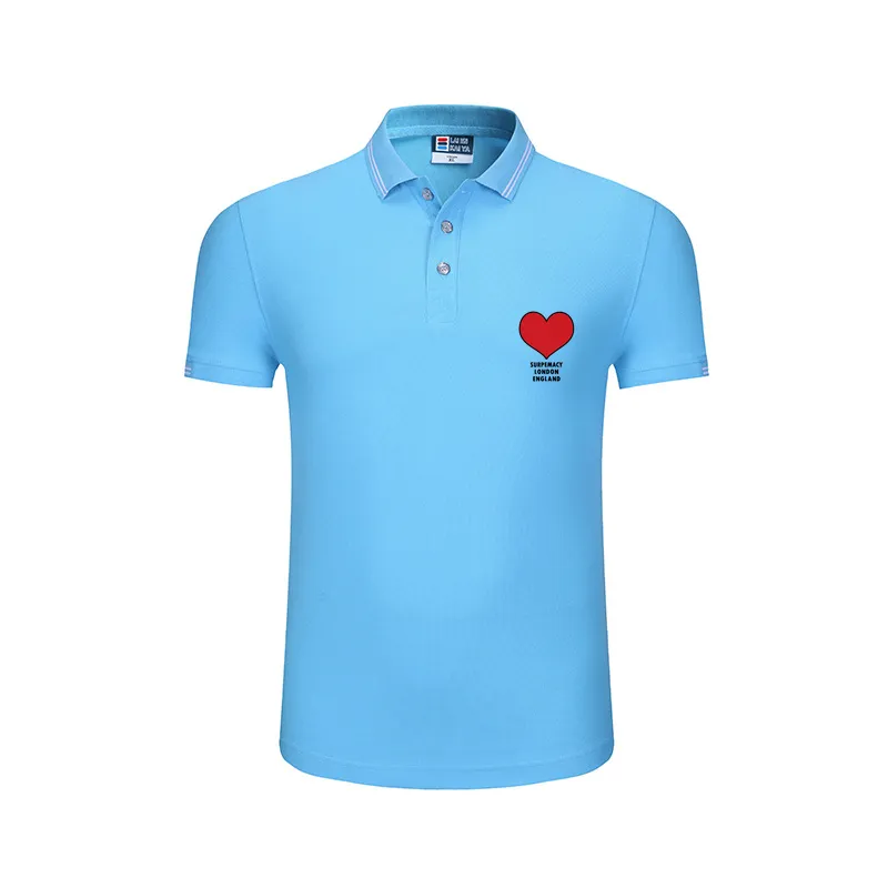 Men Cotton lapel Polo shirt Summer Short Sleeve playful love heart shape logo T-Shirt women business office interview Top 2022