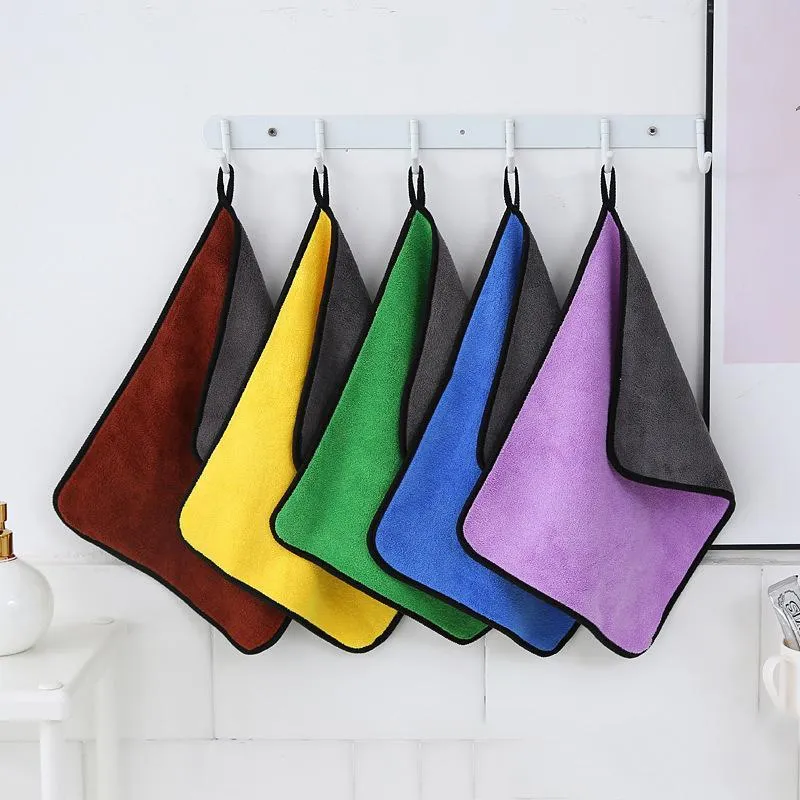 Household Microfiber Kitchen Towel Anti-Grease Non-stick Oil Wiping Rags Super Absorbent Car Cleaning Cloth Soft Washing Dish Towels 30*40CM/12*16INCH HY0166