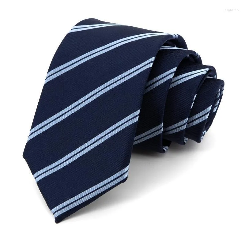Bow Ties 2022 Brand 7cm blauw gestreept voor mannen zakelijke jurken stropdas hoogwaardige mannelijke mode formeel werk cravat met geschenkdoos donn22