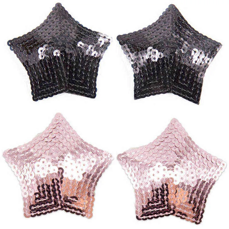 Kadın Sequins Nipple Kapak Seksi Pasties Yıldız Niple Kapak Fetish Boob Tape Clubwear Cubre Pezon Yeniden Kullanılabilir Göğüs Etiketleri H220511