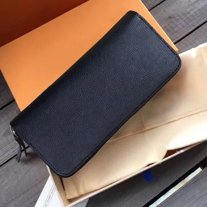 M60171 högkvalitativt präglat Empreint läder ZIPPY plånbok för kvinnor lång dragkedja kohud korthållare plånböcker kvinna plånböcker med låda
