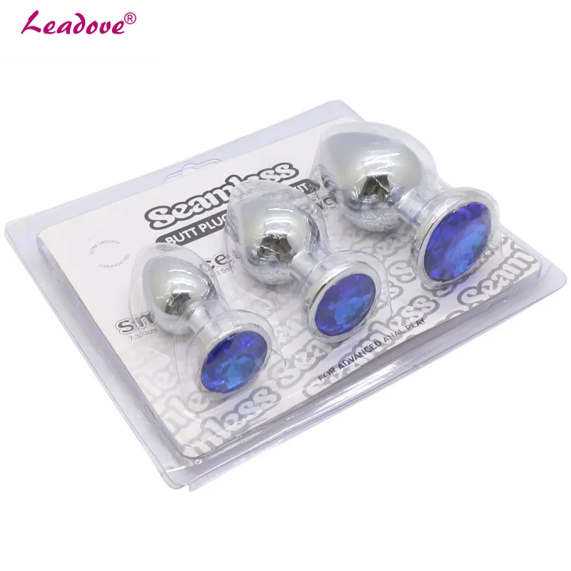 New Arrival3pcsset Heart Shaped Stainless Steel Crystal Jewelry Anal Plug with S+M+L Size Butt Plug Anal Sex Toys for Women (2)