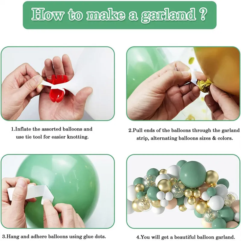 DIY Olive Green Latex Bubble Balloon Bouquet Arch Garland Kits