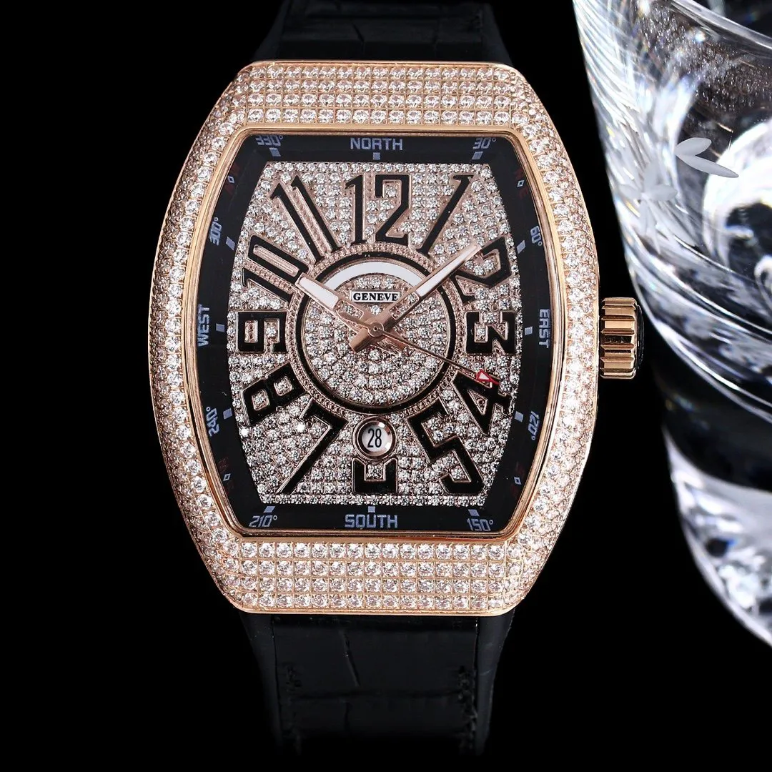 Diamond Tonneau Watches Automatic Mechanical Watch Sapphire Crystal Japanese Movement Waterproof Luxury Mens Wristwatch