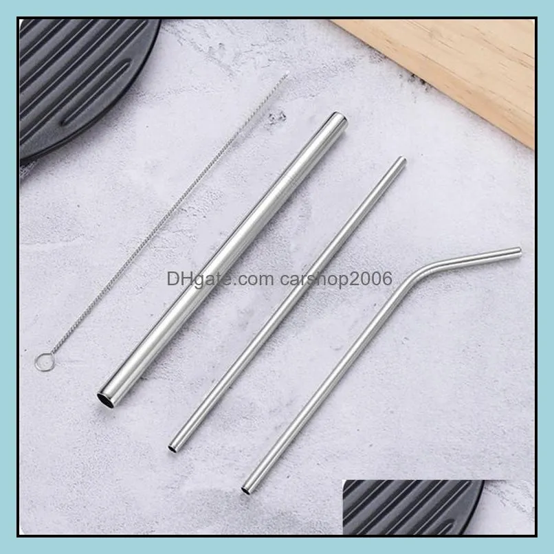 metal drink straw cup straw food grade 304 stainless steel set 3+1 drinking tools various packing