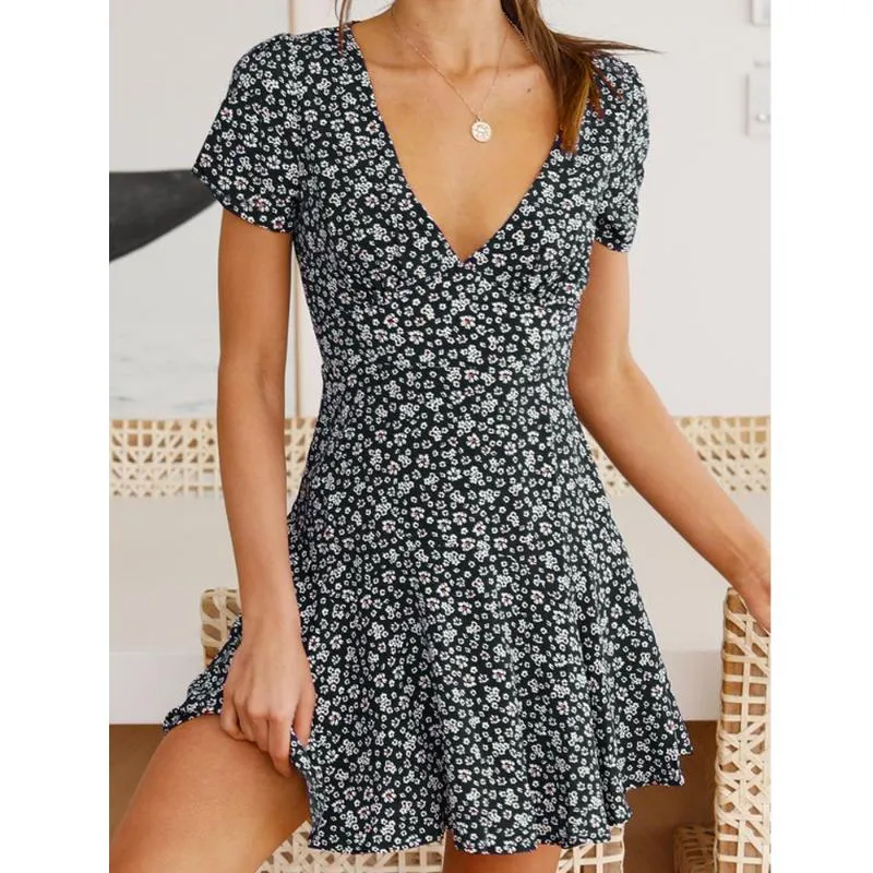 Vestidos casuais vestido feminino de verão em vaca alta cintura alta para festas férias ladra slim fit