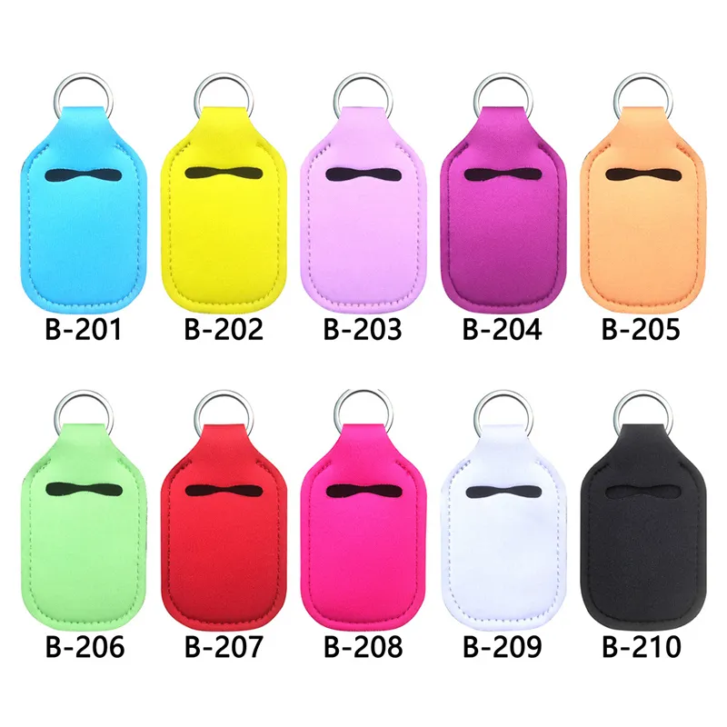 Solid Color Neoprene Sanitizer Holder Keychains Outdoor Portable Mini Chapstick Bottle Cover Key Chain Lipstick Holder