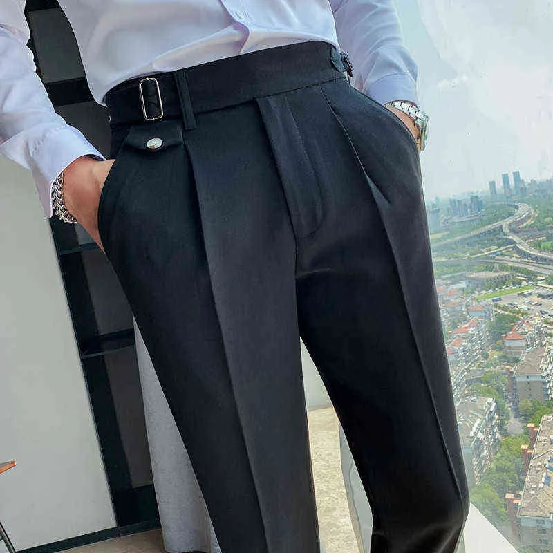Мужчины формальные брюки 2022 весна Новый высокоцветный бизнес моды качество качество качество твердые повседневные склонные брюки Прямые брюки мужская одежда L220702