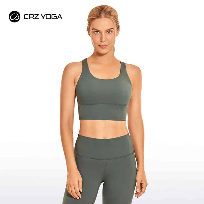 CRZ Yoga Longline Feminina Strappy Sports Bras Wirefree Solded