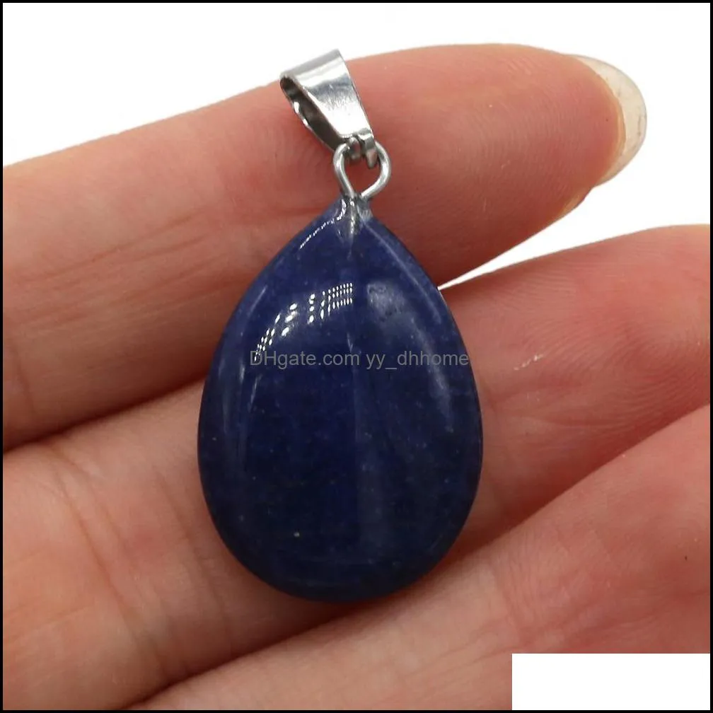 Natural Stone water drop Rose Quartz opal Pendants Tiger`s eye lapis lazuli Charms Clear Chakras Gem Stone fit earrings necklace making