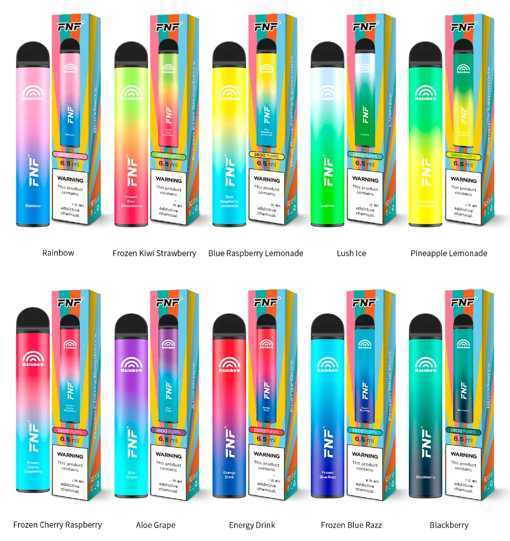 OEM Fnf Rainbow 1800 Puffs Disposable Vape Pen Vapes Pod System Device