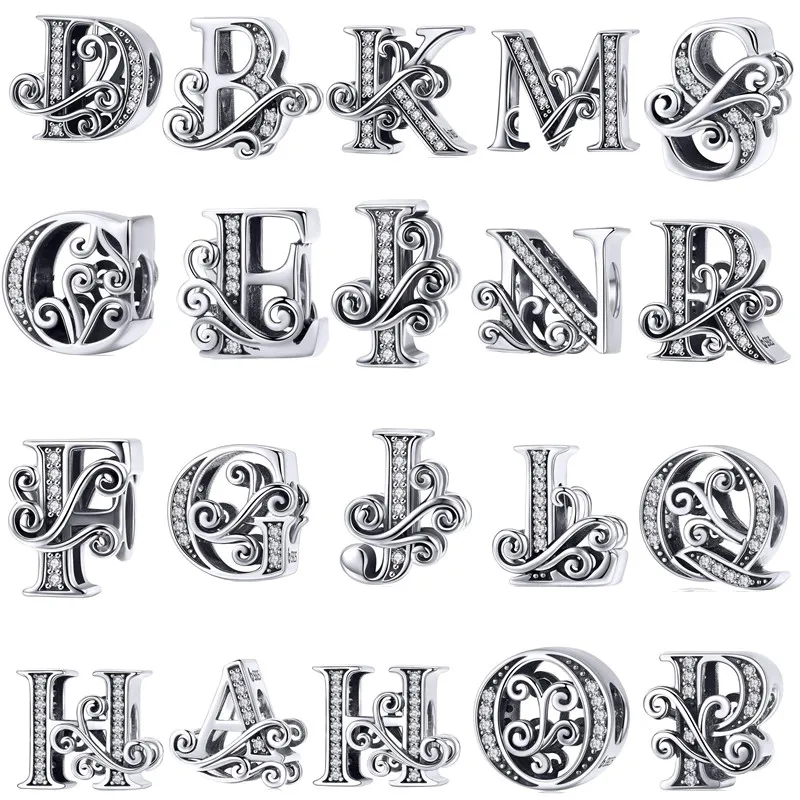 Breloque de luxe en argent Sterling s925, 26 lettres, pendentif perlé, Original, adapté au Bracelet Pandora, bijoux classiques à la mode, cadeau pour femmes