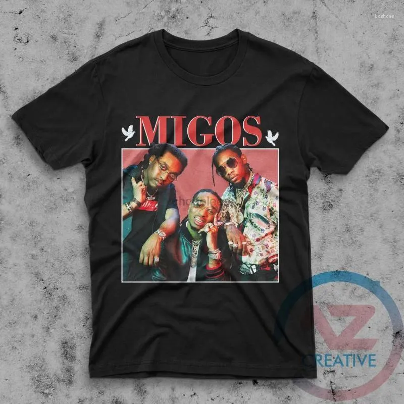 Camisetas para hombres migos camiseta vintage hip hop rap 90s camisetas inspiradoras unisex tee homage artista artista de regalo de cumpleaños