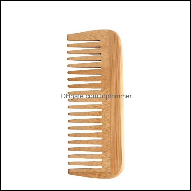 Hair Brushes Customizable Logo Natural Bamboo Combs Anti-Static Comb Care Healthy Wide Tooth