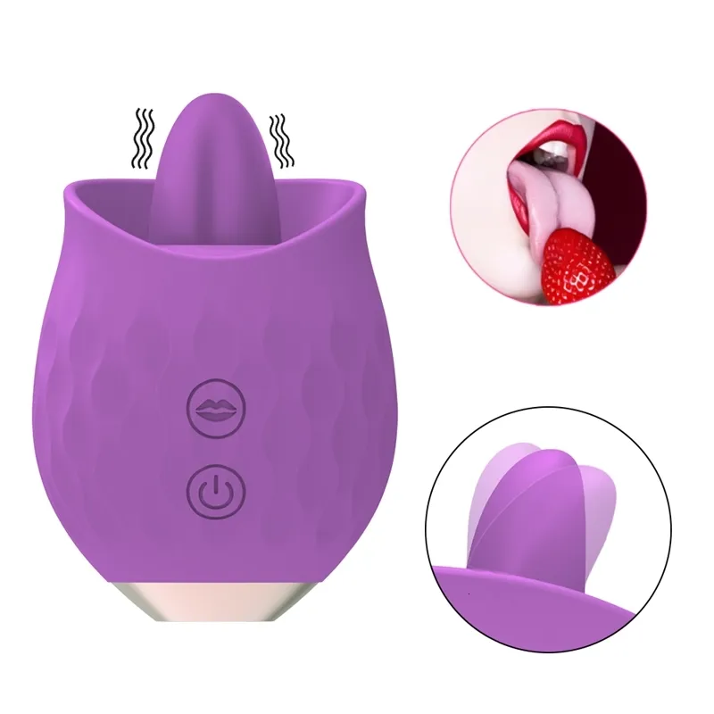 Vibratore Massaggiatore giocattolo del sesso Donne Masturbazione Leccare Giocattolo Leccare la lingua Succhiare il capezzolo Stimolazione del clitoride Vibrazione della rosa Stimolatore del clitoride IZYS