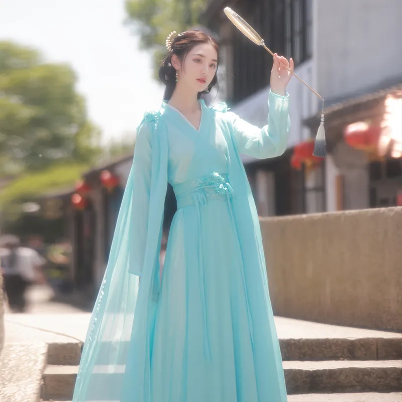 knee length dresses for ladies Chinese Style Classic Blue and White Porcelain Print Cheongsam Dress f   BlueDail