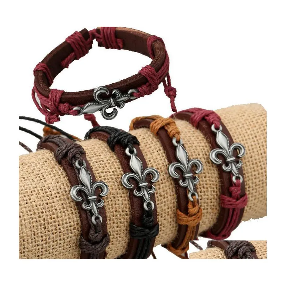 Charmarmband charms handgjorda fl￤tor armband mode smycken ￤kta l￤der armband droppleverans dhhaq
