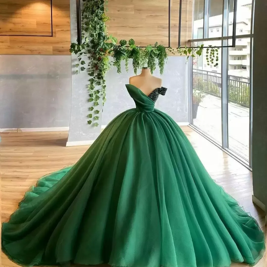 Sexy donkergroene plus size baljurk Quinceanera jurken v nek lieverd gelaagde ruches tule formeel feest prom avondjurken op maat gemaakt