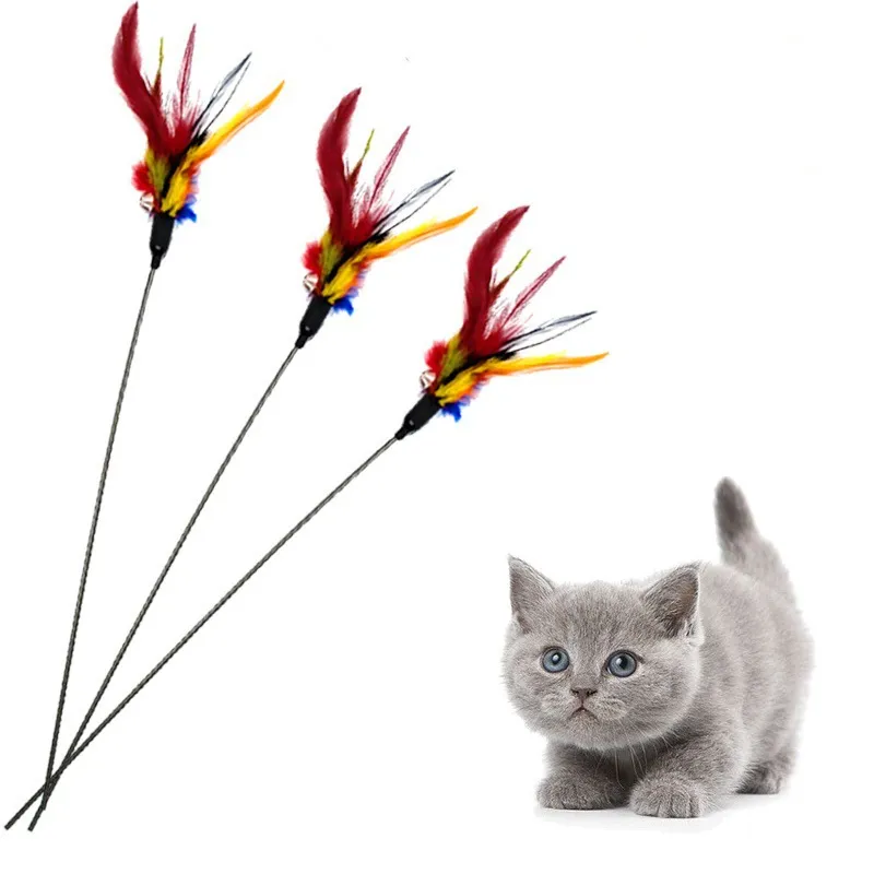 لعبة Cat New Toy Entise Cats Stick Wand التي تحمل لعبة Feather Pet Toys Plaything 50 سم الإغاظة