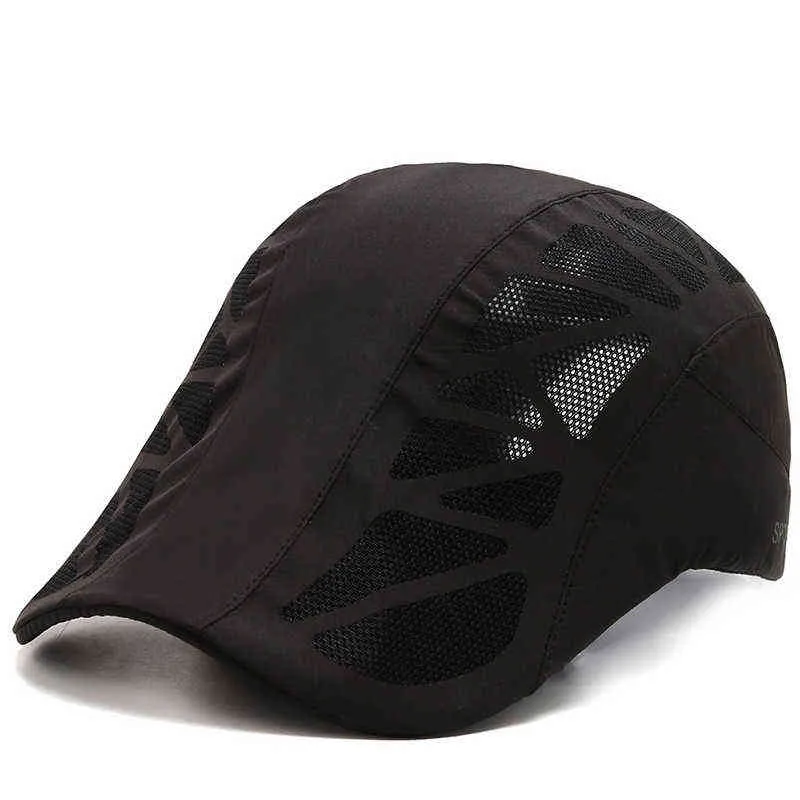 Nowe wiosenne jesień berety czapki dla mężczyzn Sprzedawca gazet kapelusz czarny retro czapki zaawansowany w stylu zaawansowany płaski kapelusz moda oddychająca beret 2022 J220722