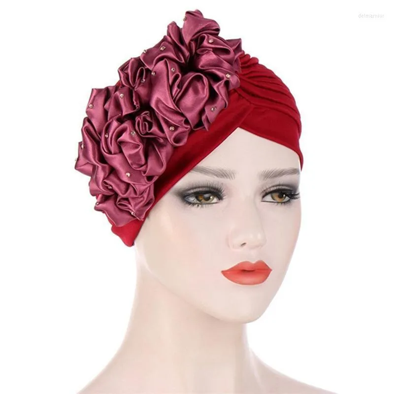 Bonnet / Crâne Casquettes Femmes Chapeaux Printemps Eté Floral Bonnet Chapeau Musulman Stretch Turban Cap Perte De Cheveux Chapeaux Hijib All-match Delm22