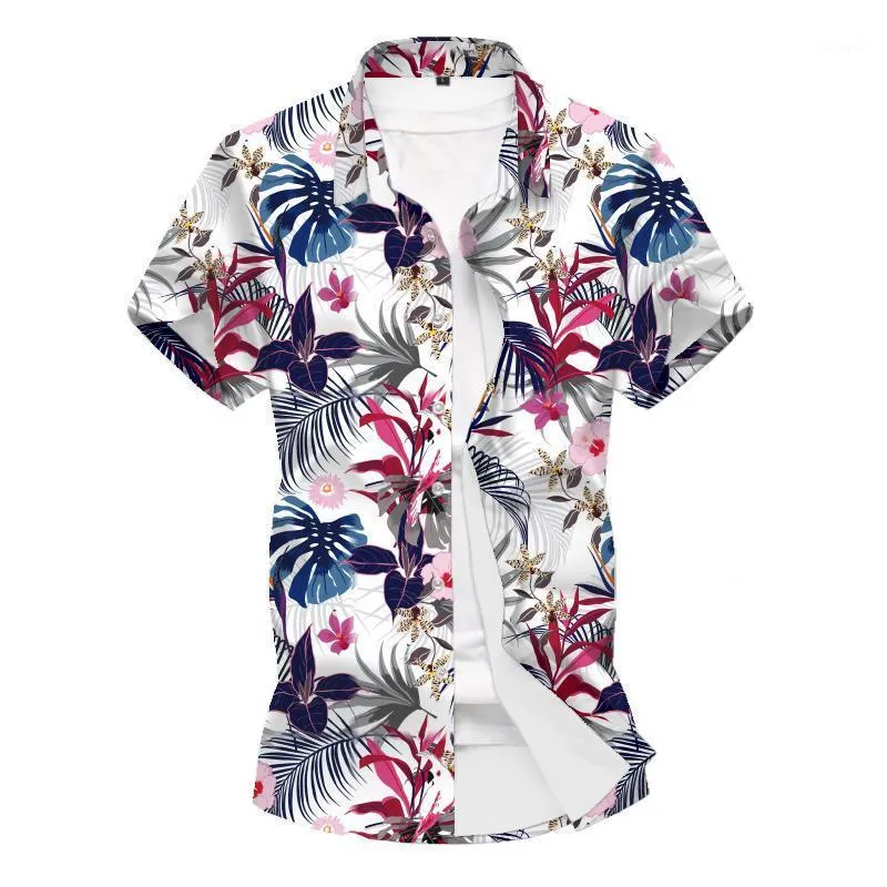 Camisa negra con sales flores blancas hombre