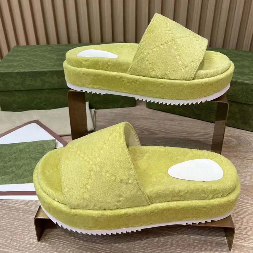 Slipper Luxury Designer Sandal Lady Slides platform wedge rainbows summer slippers for Women men ladies brands dearfoam Rubber Beach pink