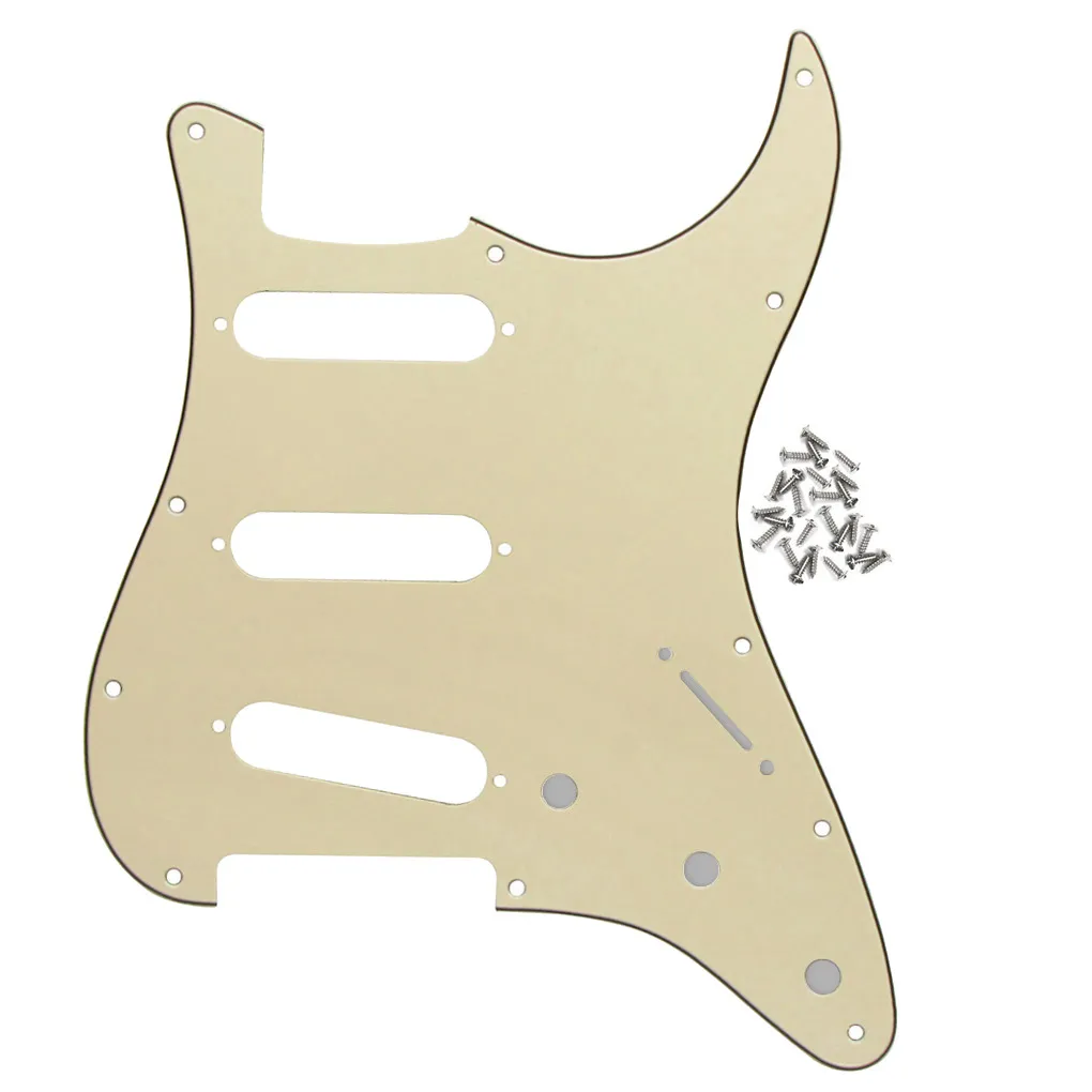 11 Hole SSS Electric Guitar Pickguard 3Ply Cream Scratch Talerz do części gitary