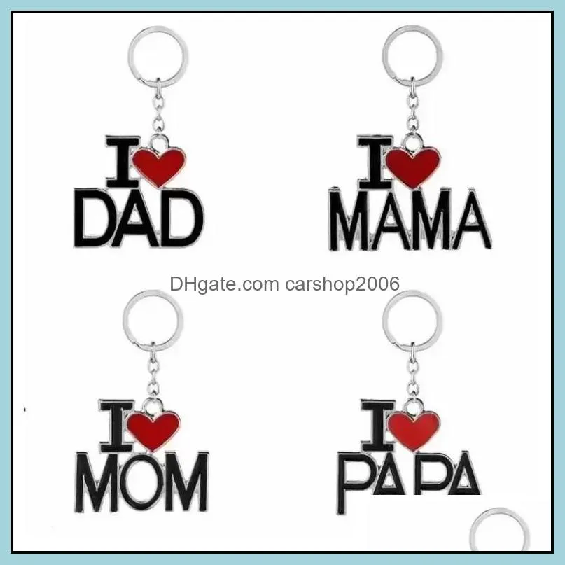 fedex english letter keychain i love papa mama mom dad metal party favor key ring family keychains for father mother`s day gift