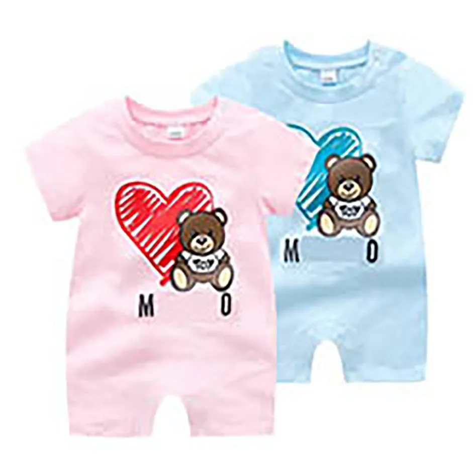 Girl Boy Baby Kids Designer Rompers Summer High Quality Pure Cotton Short-sleeved Cotton Clothes 1-2 Years Old Newborn Jumpsuits Children's