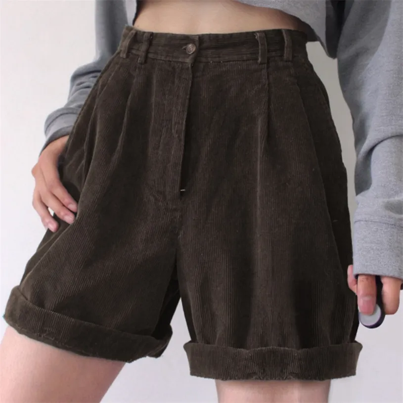 Shorts Mulheres da cintura alta Vintage Style Style Casual Solid Streetwear Ladies Classic 220427