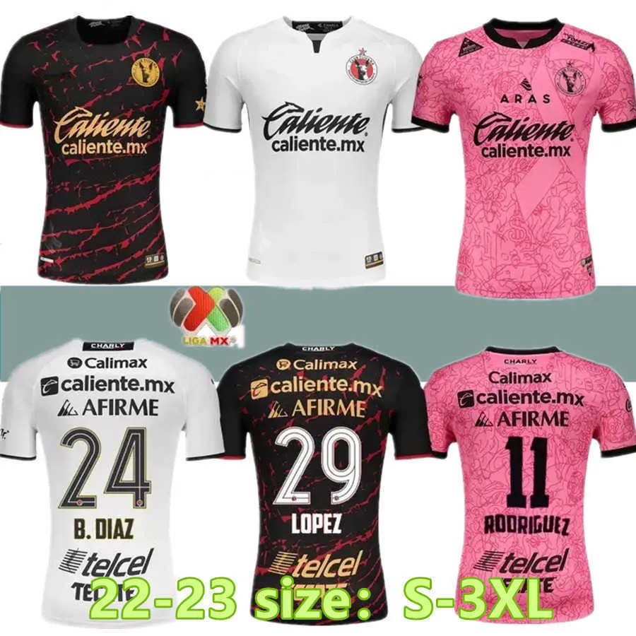 2022 2023 Tijuana de Xolos piłka nożna 22 23 Club Manotas Martinez Angulo Castillo Rosa Home Away Football Shirt 888