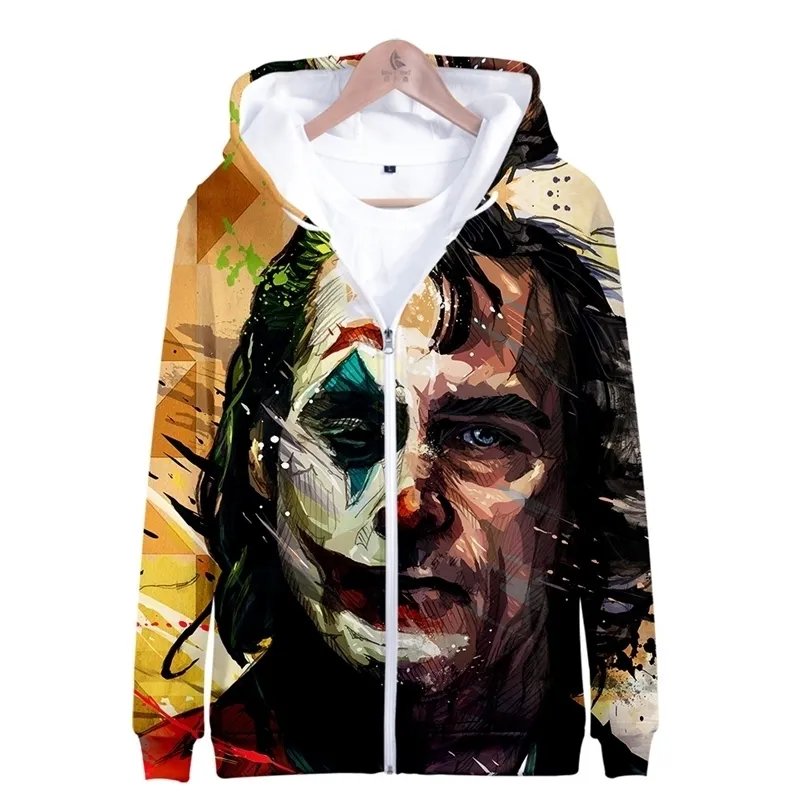 Haha Joker 3D impressão zíper do capuz para menwomen inverno quente manga longa moda harajuku design novidade fora de roupa 3D Jaqueta de zíper T200502