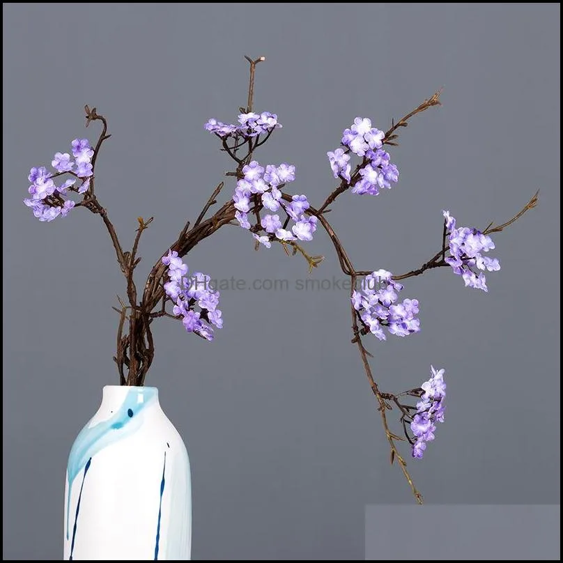 87CM Artificial Flowers Simulation Cherry Blossom Branch Dried Flower Plants Wedding Home Garden Table Decor Christmas Tree 8 PCS