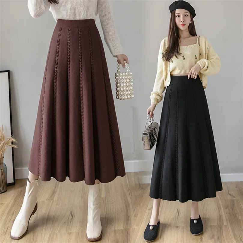 Jxmyy Autumn and Winter Versing of Knitting Big Skirt Thick Woolen Skirt Warm Skirt 210412