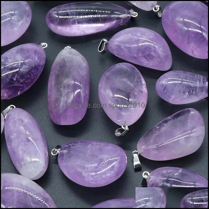 natural stone 20-50mm irregular amethyst crystal pendant necklace for women jewelr sports2010