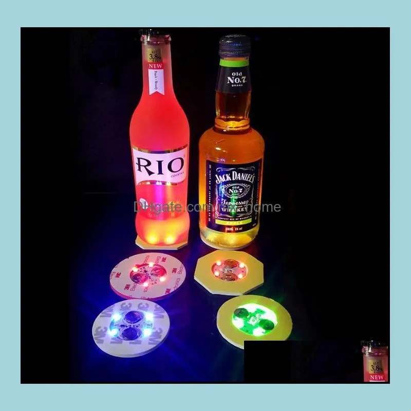 colorful round coasters replaceable battery led light up bottle stickers fashion party cup bottom sticker popular sn1011
